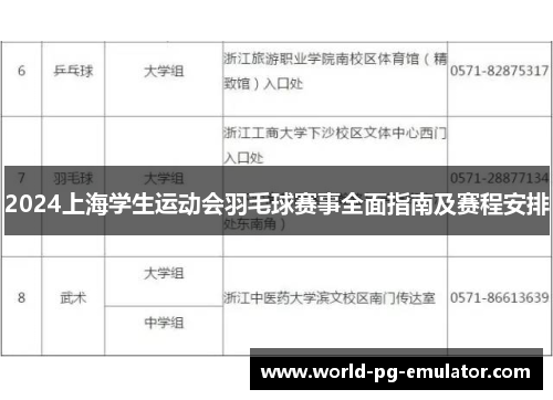 2024上海学生运动会羽毛球赛事全面指南及赛程安排 2024上海学生运动会羽毛球赛事全面指南及赛程安排