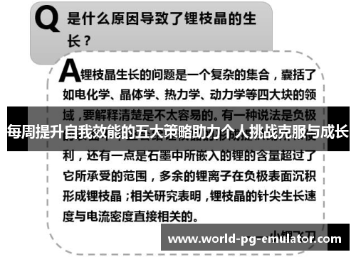 每周提升自我效能的五大策略助力个人挑战克服与成长